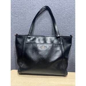 Vintage Coach F34497 Pebble Black Leather Tote Shoulder Bag Large Size